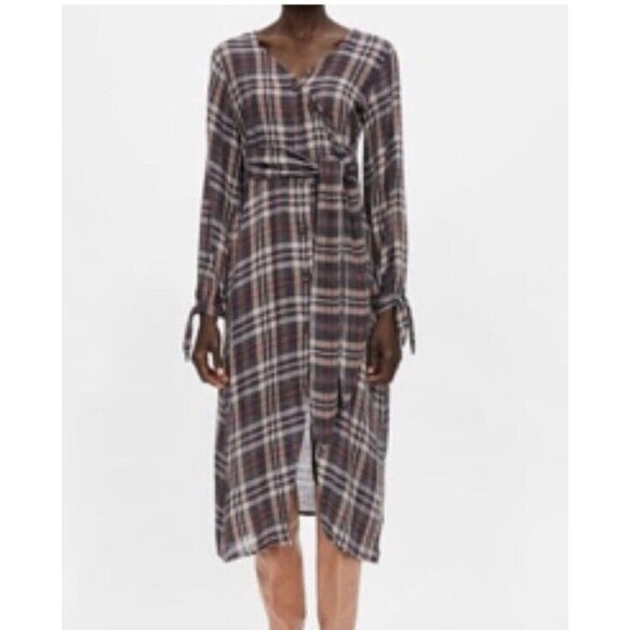 Zara Dresses & Skirts - Zara  Dress Women’s small S  plaid midi work  wool blend fall academia preppy